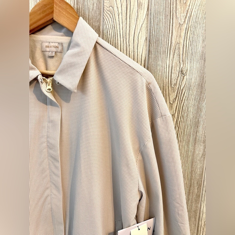 NEW! BRIXTON BEIGE GINGHAM LEEDS Jacket Womens Size Small Oversized NWT - Picture 5 of 16